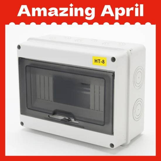 Ht-8 防水 200mm*155mm*95mm ABS 表面齐平型 8 路 MCB 配电箱接线盒