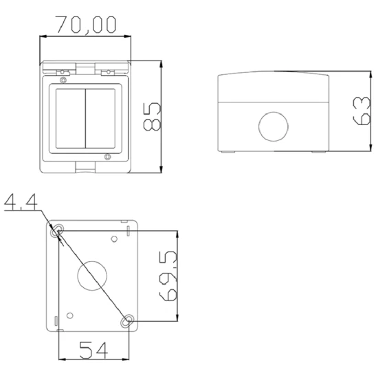 户外防水开关 IP55 两位单控/双控